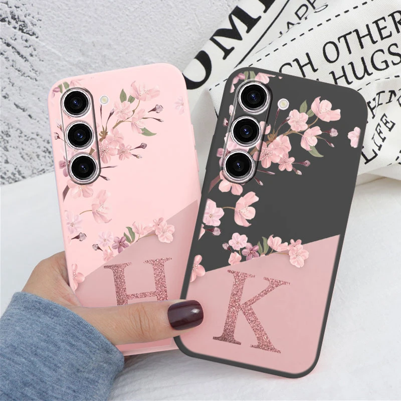 Pink Floral Soft Silicone Phone Case - Protective Back Cover with Bumper Design