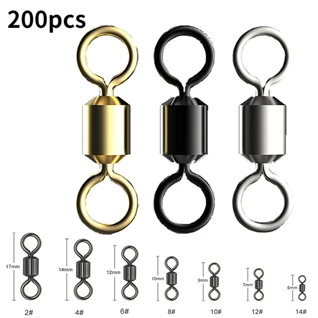 200PCS/Lot Fishing Swivels Ball Bearing Swivel with Safety Snap Solid Rings  Rolling Swivel for Carp Fishing Accessories - AliExpress