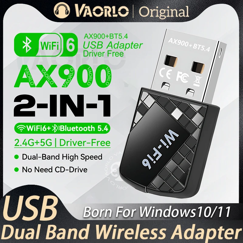 2 in 1 WIFI6 AX900 USB WiFiネットワークカード Bluetooth 5.4 