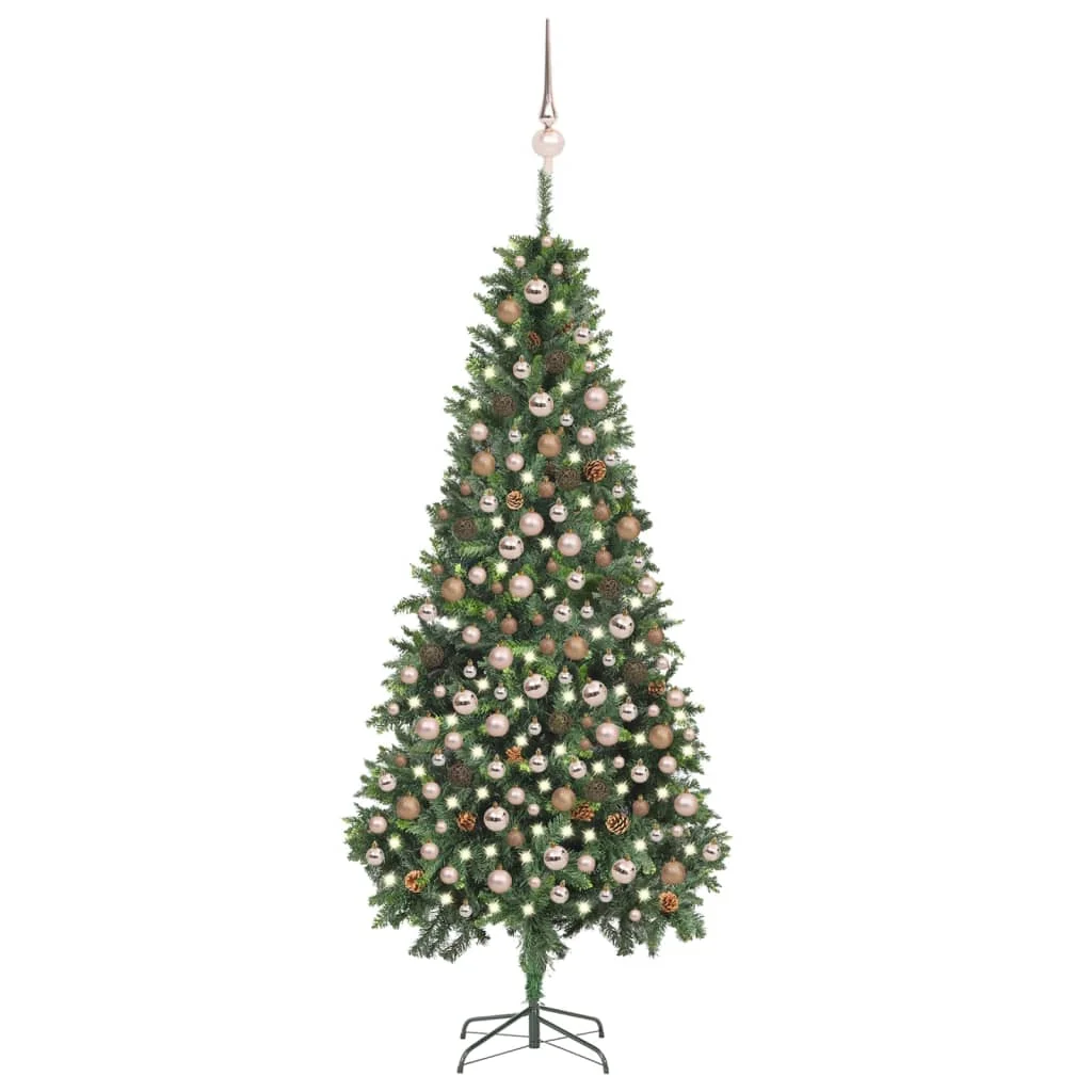 Albero Di Natale Artificiale A Led E Palline E Mele Di Pino 210 Cm