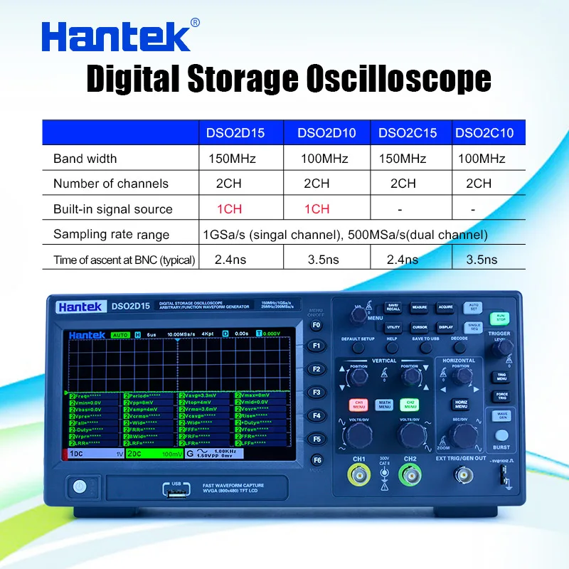 Hantek DSO2C10 2C15 2D10 2D15 Digital Oscilloscope 100mhz 2channels
