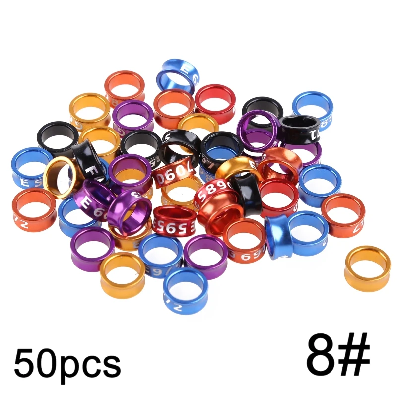 

50-Pack Bird Leg Bands Foot Round Tag Clips Alloy Straps for Pigeon for Dove Chicken Bantam Lovebirds Finch Mix Color 4