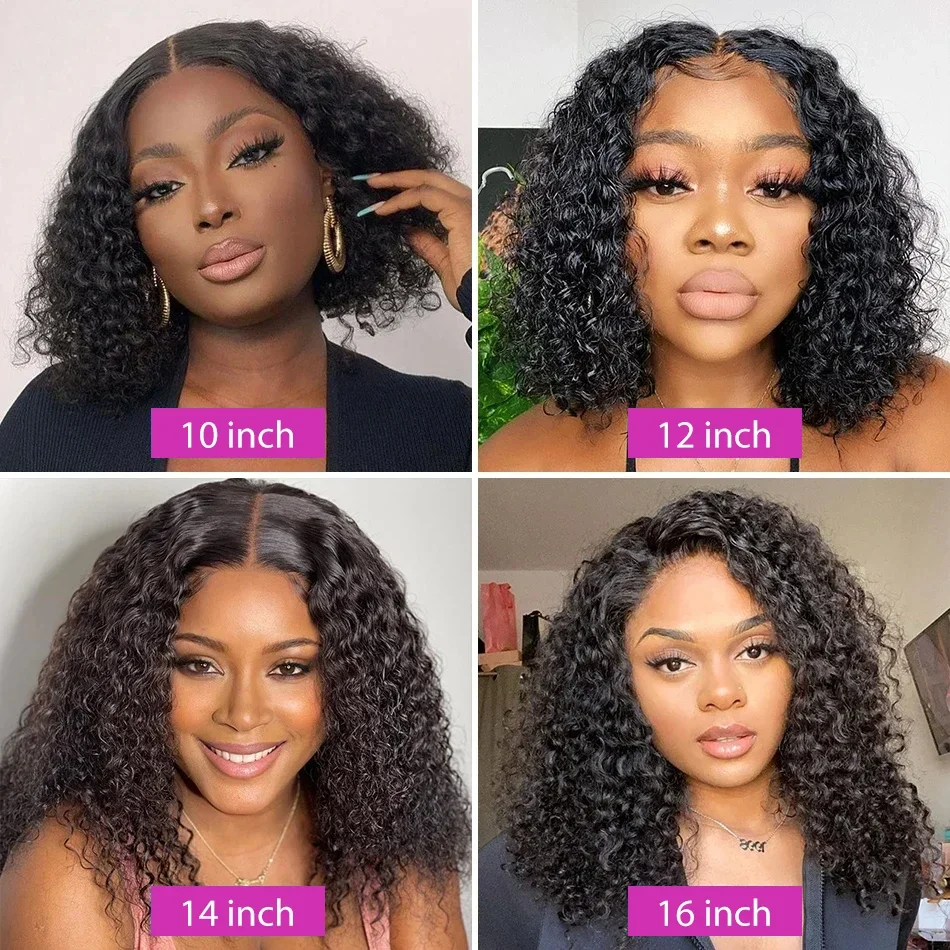 250% Short Bob Deep Wave 13x4 HD Transparent Lace Frontal Wig 5x5 Closure Wig Curly 13x6 Lace Front Human Hair Wigs