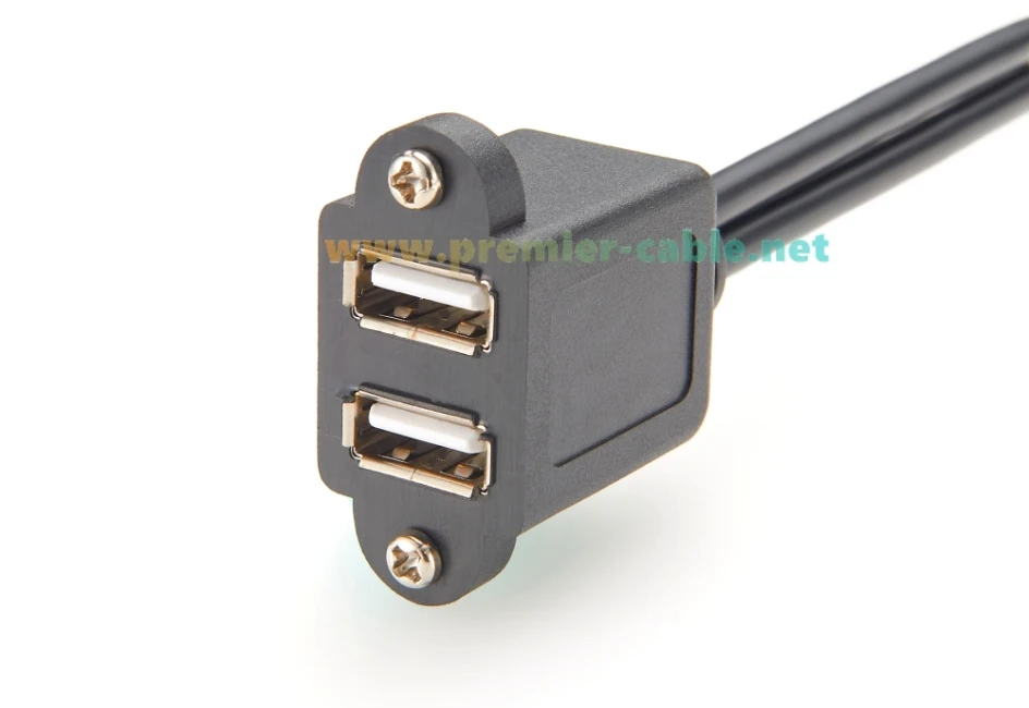Dual USB 2.0 A Stecker auf Buchse Verlängerungskabel Kombiniertes USB Typ A Schraubmontage-Flansch-Chassis-Durchführungs-Konverterkabel – Detail 9