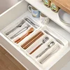 4/5 Compartments Cutlery Organizer Daily Drawer Divider Tray Rectangle Easy Clean Home Kitchen Spoon Fork Separation Box 6