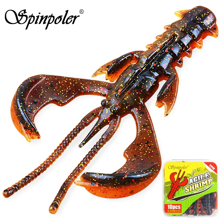 Spinpoler Crawfish Fishing Lures Crazy Shrimp Lobster Soft Plastic Bait