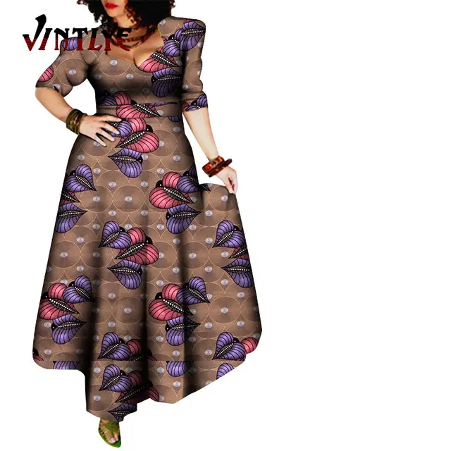 African Style Dresses for Women Elegant Evening Gowns African Party Dress Maxi Ankara Floral Printed Robe Africaine Femme WY092 17