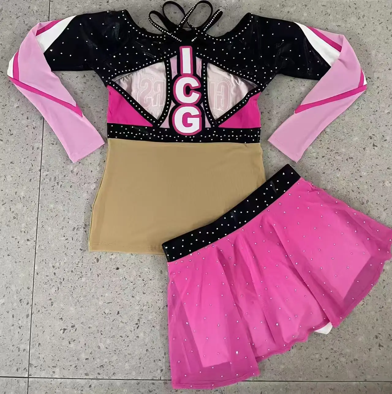 Custom Women Cheerleading Uniforms Rhinestone Cheerleader