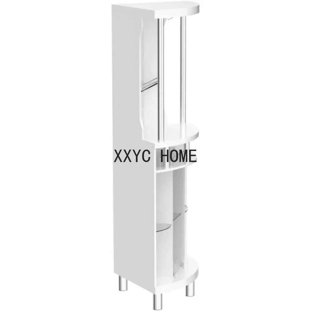White Corner Bar Cart 72" Built-in Wine Rack, and Lower Glass Cabinet, Living Room, Home Office, Kitchen, Small Space