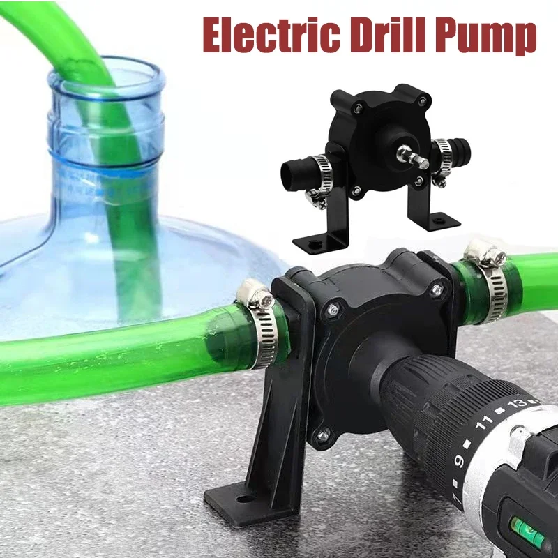 Liquid Transfer Pump Portable Electric Drill Pump Self Priming Transfer Pumps Oil Fluid Water Pump Portable Round Shank Heavy Duty Self-Priming Hand