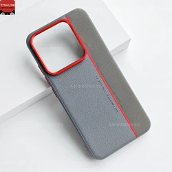 Luxury PU Leather Skin - Friendly Red Edge Protection Camera Back Cover Case - OnePlus 15 (GRAY)