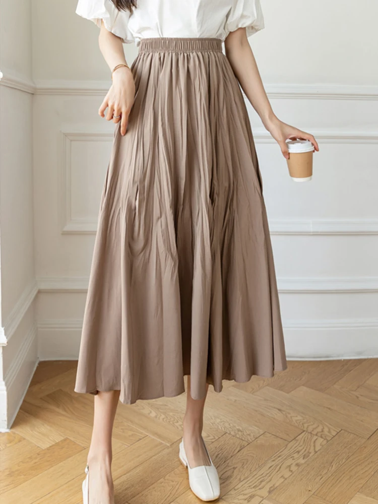 Женская Длинная Юбка со складками TIGENA повседневная однотонная плиссированная