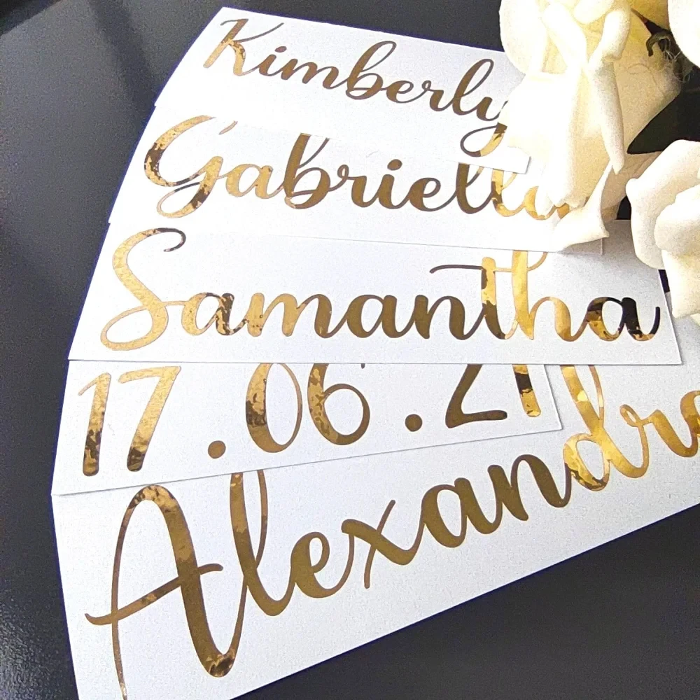 Vinyl stickers 3pcs personalized name date decal for glass wedding decor custom bridal party souvenirs