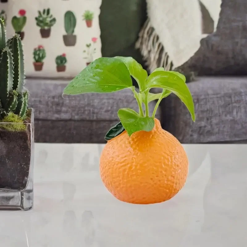 Home Orange Fruit Shaped Flower Vase Propagation Vase Desktop Art Vase Tabletop Decoration Bunch Centerpieces Decoration