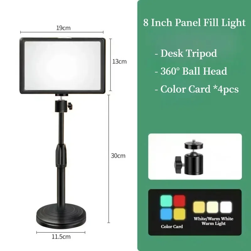 LED Video Light Photography Flat Panel Fill Lighting Photo Studio Lamp for Shoot Live Streaming RGB Filters Desk Tripod Stand