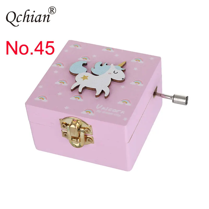 Wooden Unicorn Music Box Hand-ed Girls Jewelry Musical Box ToyGame Special Souvenir Gift for Baby Child Baby Girl
