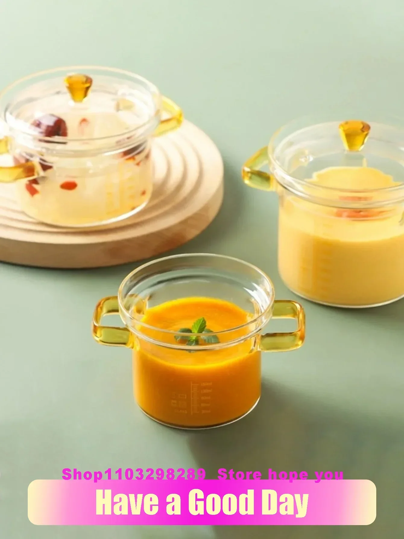 Stockpot Transparent Glass Stockpot Binaural Soup Pot Noddle Bowl Lid Household Stew Pot for Cooking Cookware Kitchen Accessories glass stock pot