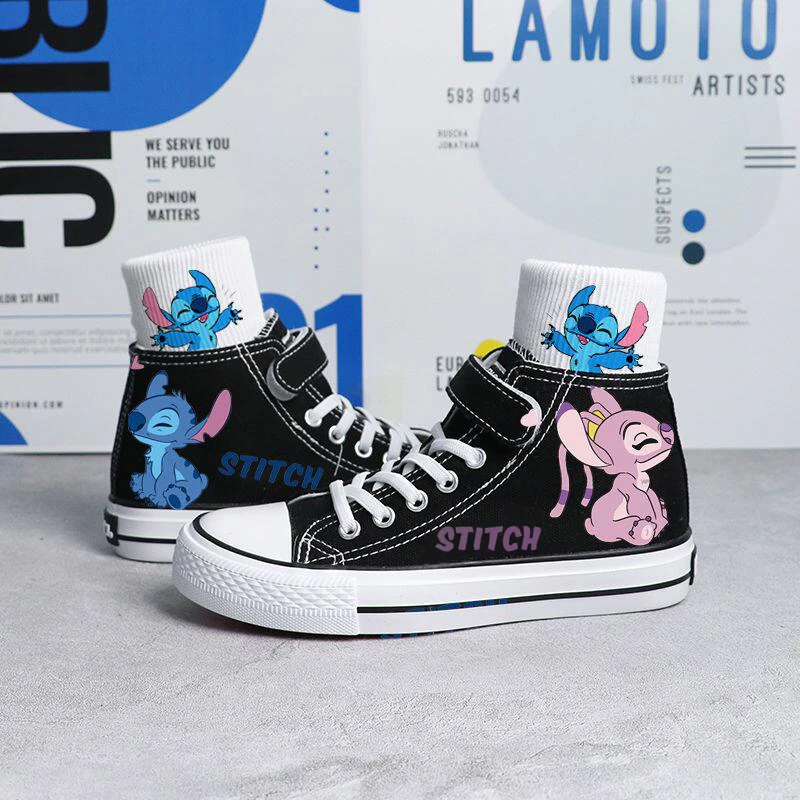 Kawaii Kids Canvas Shoes Disney Cartoon Lilo & Stitch Sport Shoes Children Fashion Print Sneakers Shoes Boys Girls Tennis Shoes