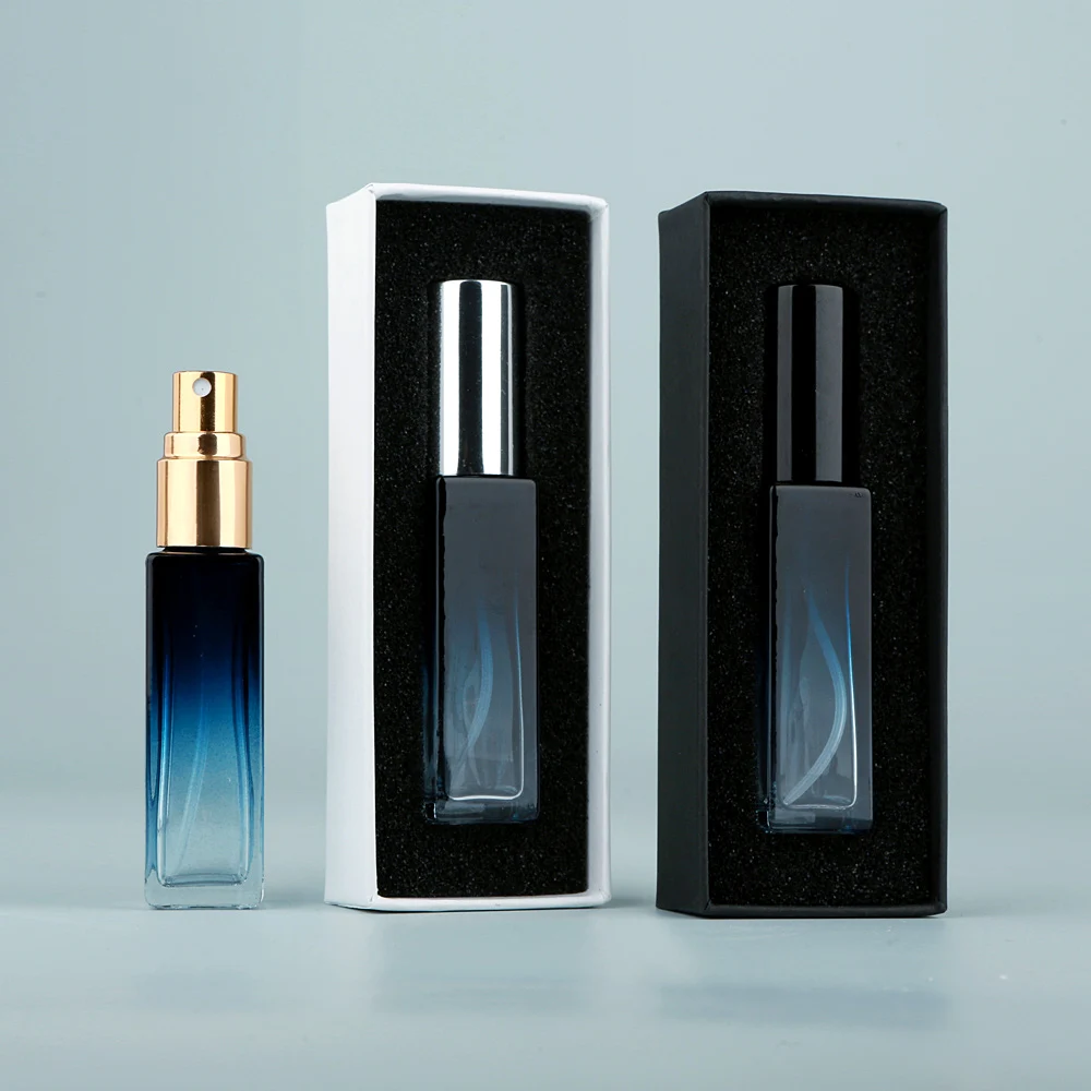10PCS 10ml Blue Gradient Square Glass Spray Bottles with Box, Refillable Mini Atomizer ... - SKU GSB01155 - UGI Packaging