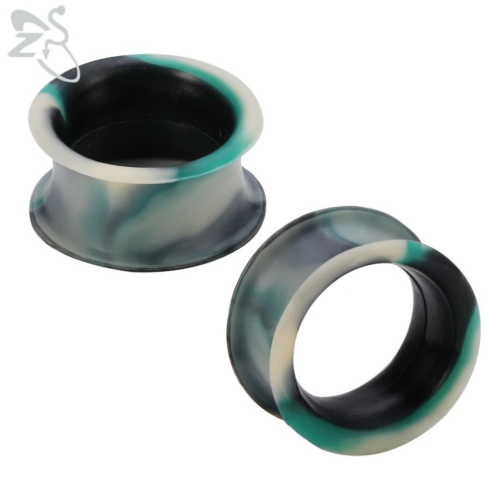 thumbnail image 1 of ZS 2 unids/lote 3-25mm tapón de oreja de silicona de colores mezclados y expansor de oreja de túnel Stercher suave doble acampanado calibres de oreja huecos Piercing, 1 of 5