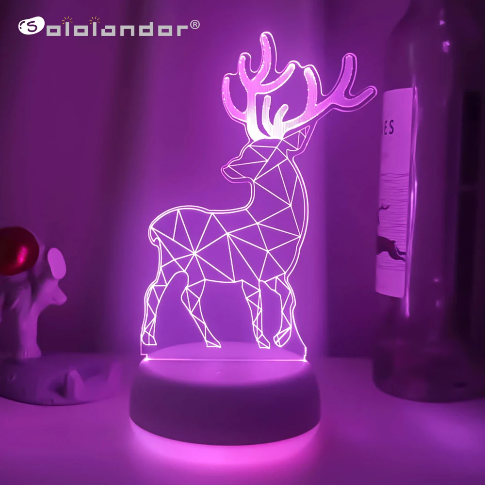 

Animal Collection Kid Light Night 3D LED NightLamp Creative Table Bedside Lamp Romantic Elk light Kids Gril Home Decoration Gift