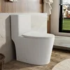 Dual Flush Elongated Standard One Piece Toilet with Comfortable Seat Height, Powerful & Quiet Dual Flush Modern Toilet 1