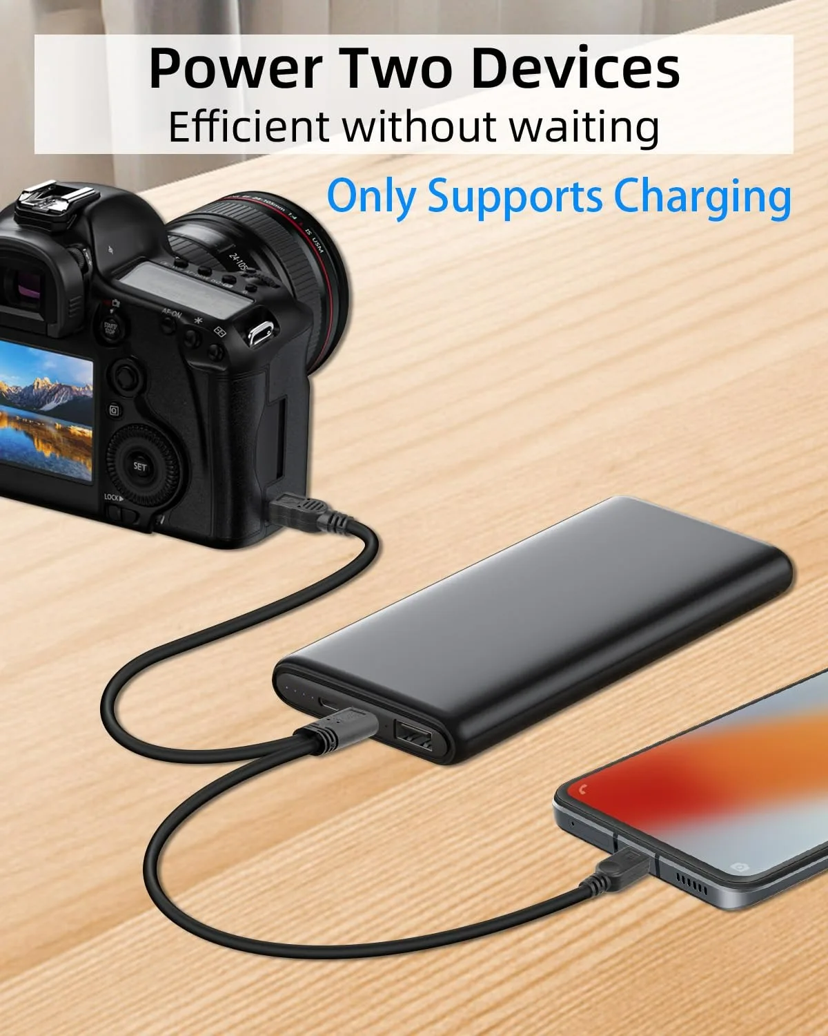 Compact USB-C Y Splitter Charging Cable - 2-in-1 Type C to Mini Micro Charge Cord