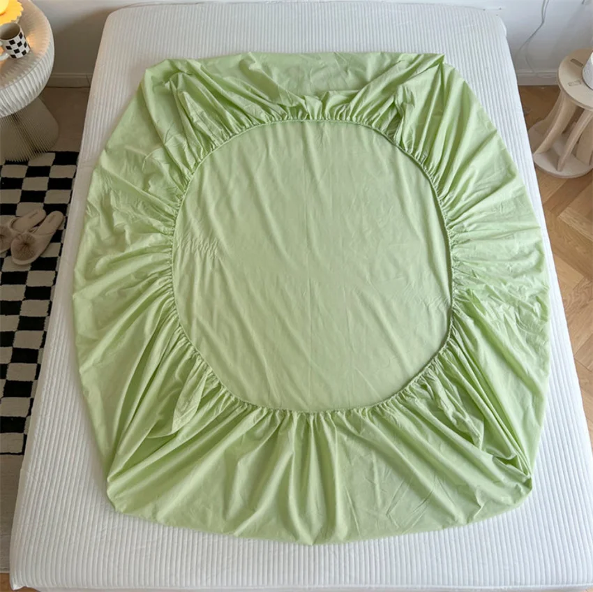 Description Picture 4 of itemCotton Fitted Sheet with Elastic Band Anti-Slip Mattress Cover for Single Double Queen King Bed Adjustable Plain Fitted Bedsheet