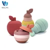 WOLIFE 5Pcs/Set Silicone Building Block Baby Silicone Teether Apple Pear Soft Block Educational Montessori Toys Stacking Blocks 1