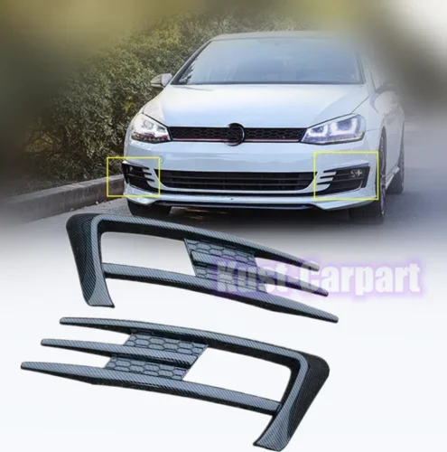 Carbon style Front fog lamp eyebrow frame trim 2pcs For VW Golf MK7 2015-