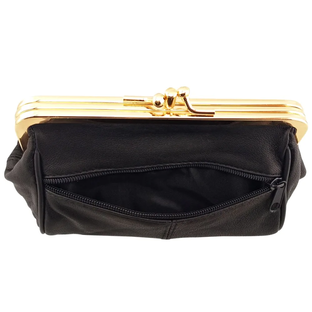 Women Sheepskin Coin Purse Genuine Leather Card Holder Small Wallet Girls Metal Frame Change Money Bag coin purse women wallet card wallet coin wallet card holders