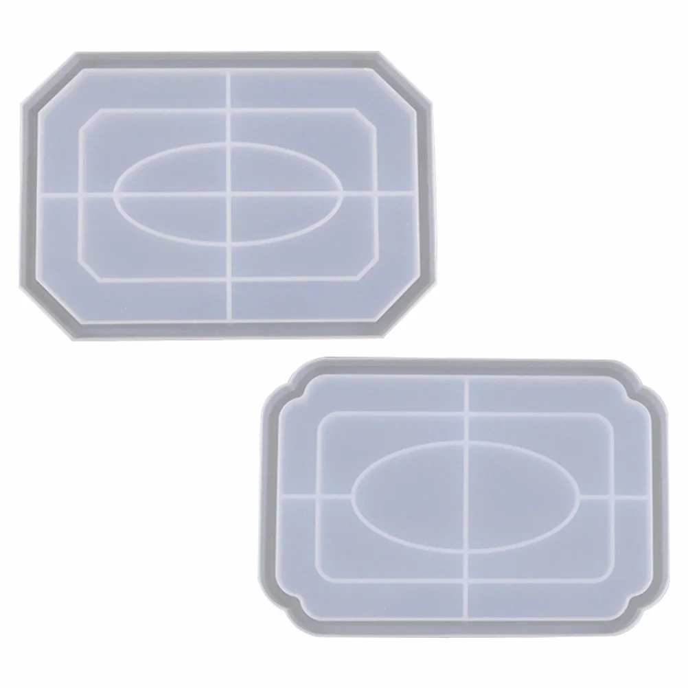 

2 Pcs Tray Fruit Plate Mold Resin Silicone Molds Dish Snack Casting DIY Mould Storage Desktop