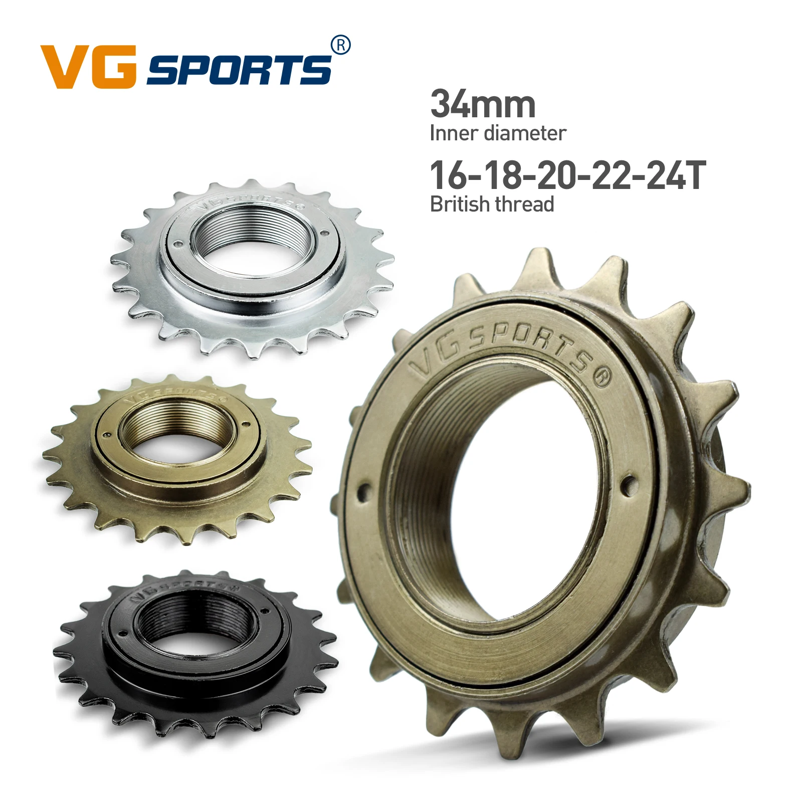 Single Speed Bicycle Freewheel Sprocket Part Bicycle Accessories 16T/18T/20T/22T/24T 34MM 1pc for BMX 1 Speed Cog Gear
