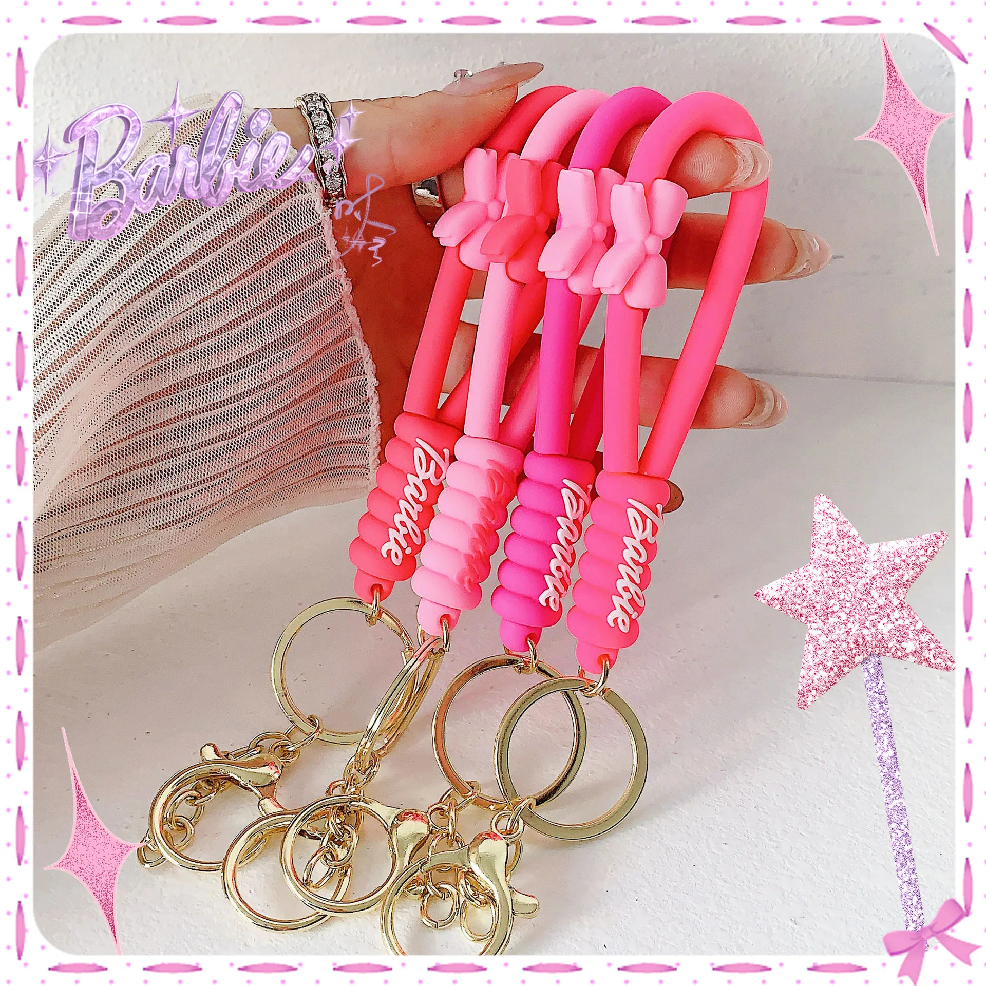

Barbie Key Chain Kawaii Leather Rope Fashion Bags Pendents Ornaments Y2K Stylish Decoration Girls Kids Gift Lovely Fashion Cute