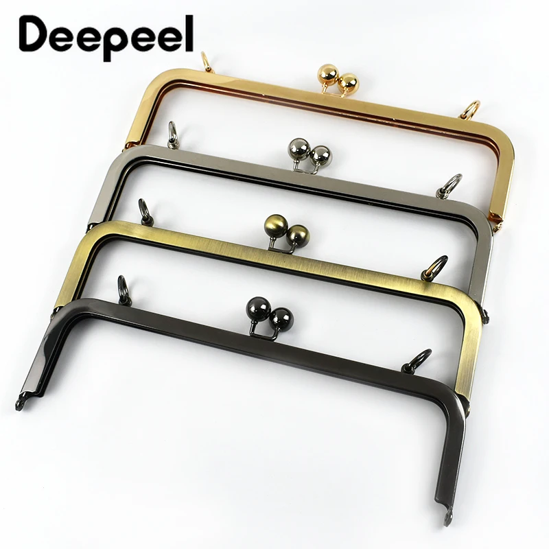 Deepeel 25 cm in metallo quadrato borsa telaio manici borsa chiusura bacio borsa fai da te catena staffe per cucire maniglia a ve accessori, 1/2 pezzi  1524