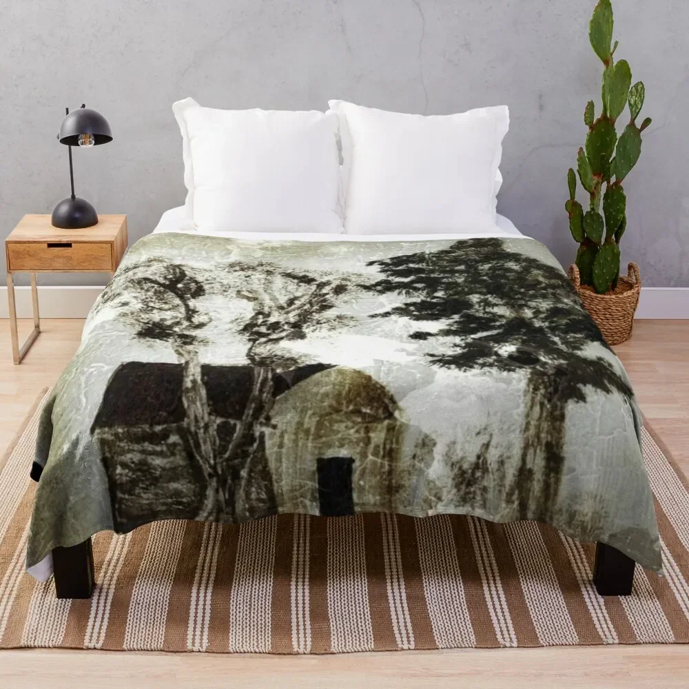 

corncrib, two trees Throw Blanket Decoratives Luxury Designer Sofa Throw Blankets