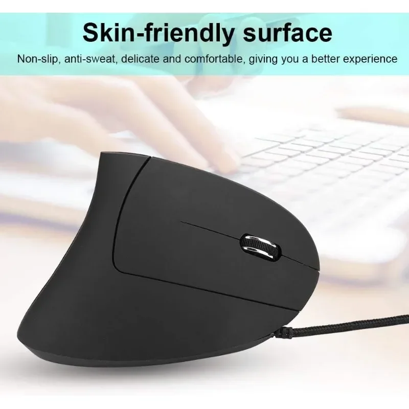 Vertical Optical Mouse Ergonomic Design 4 Level DPI Adjustable USB LED Wired Gaming Mouse for Windows Laptop PC