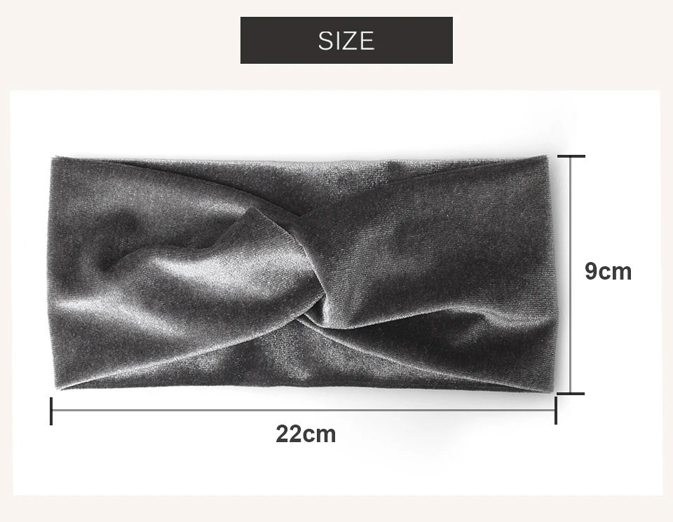 Frauen Einfarbig Samt Kreuz Stretch Stoff Stirnband Weibliche Mode Elastische Knoten Kreuz Breiten Rand Stirnband Haar Zubehör – Detail 4