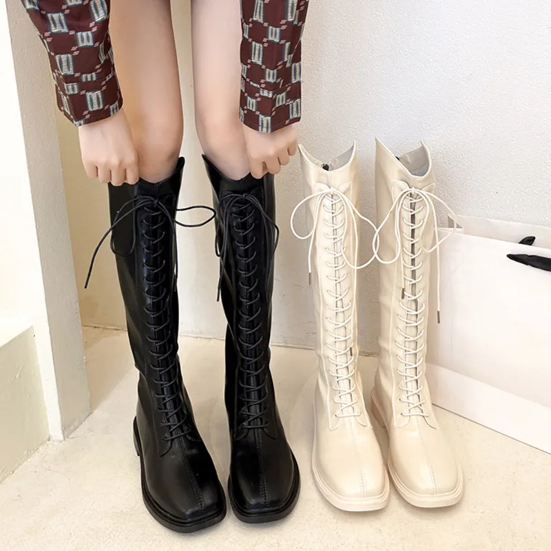 

Boots Women New 2022 Female Shoes Zipper Sexy Thigh High Heels High Sexy Rubber Ladies Med Autumn Over-the-Knee Basic Cross-tie