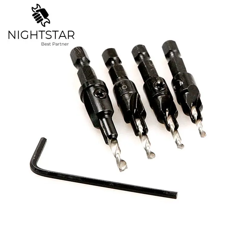 4pcs Hss Screw Countersink Drill Bit Set Quick Change Hex Shank