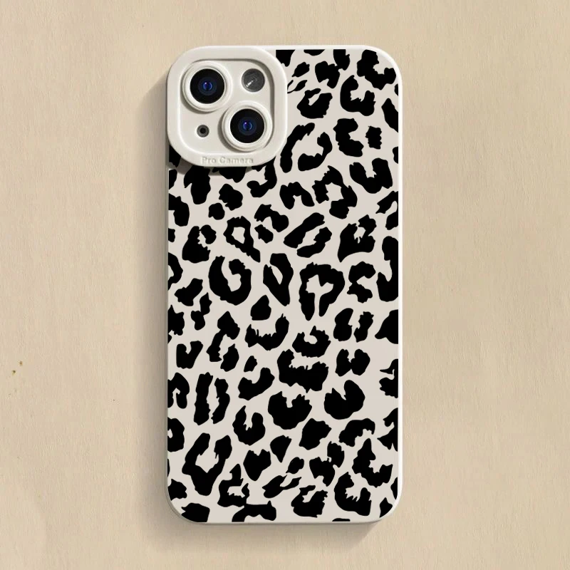 Chic Black Leopard Print Silicone Shockproof Phone Case - Soft Candy Cover