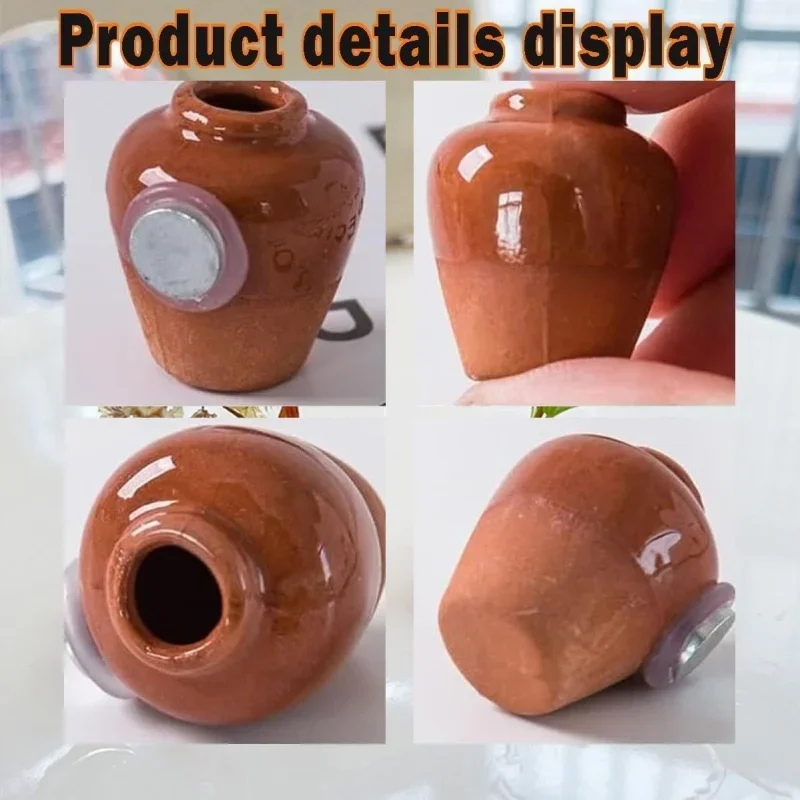 8 mini imanes de nevera con forma de jarrón de cerámica. Ideales para manualidades. Incluyen pegatinas con mensajes y diseños de flores y plantas para decorar la cocina. - Image 5