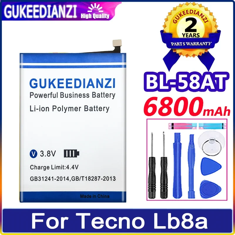 

Аккумулятор GUKEEDIANZI BL-58AT 6800mAh для Tecno Lb8a мобильный телефон Bateria