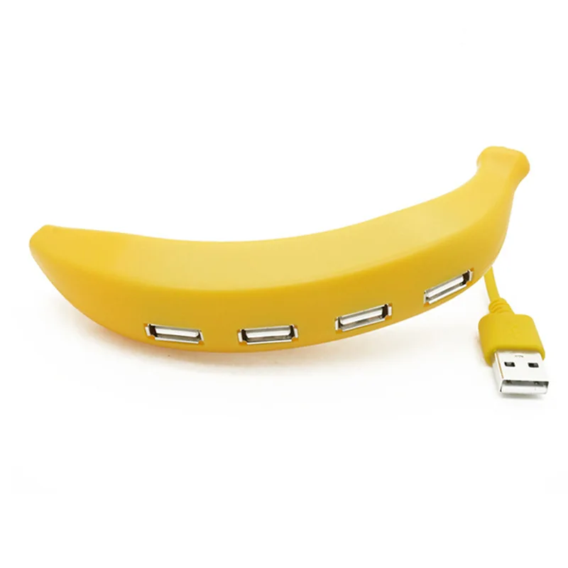 Banana USB-Hub, 4-Port-Splitter mit Netzteil für Laptop-Computer, schnelles Aufladen, Datenübertragung, kreatives Zubehör