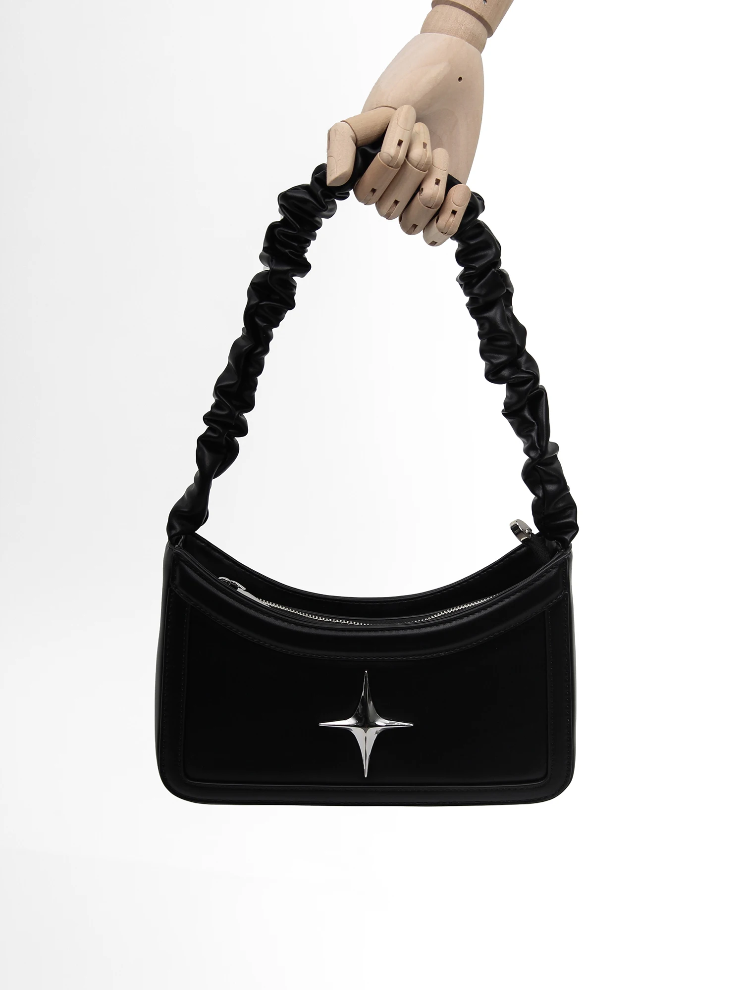 Vintage Pleated Star Black Women's Handbags Fashion Simple