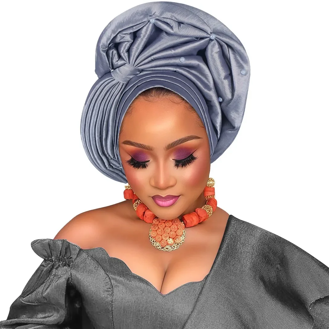 African Lady Head Wraps Turban Cap for Women Nigeria Autogele Headtie Party Headwear Wedding Auto Geles Turbante Africa Headtie