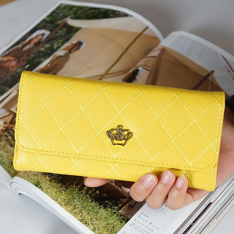 Wallet women's Korean 2021 new fashion car sewing Lingge crown wallet large capacity 30% discount handbag