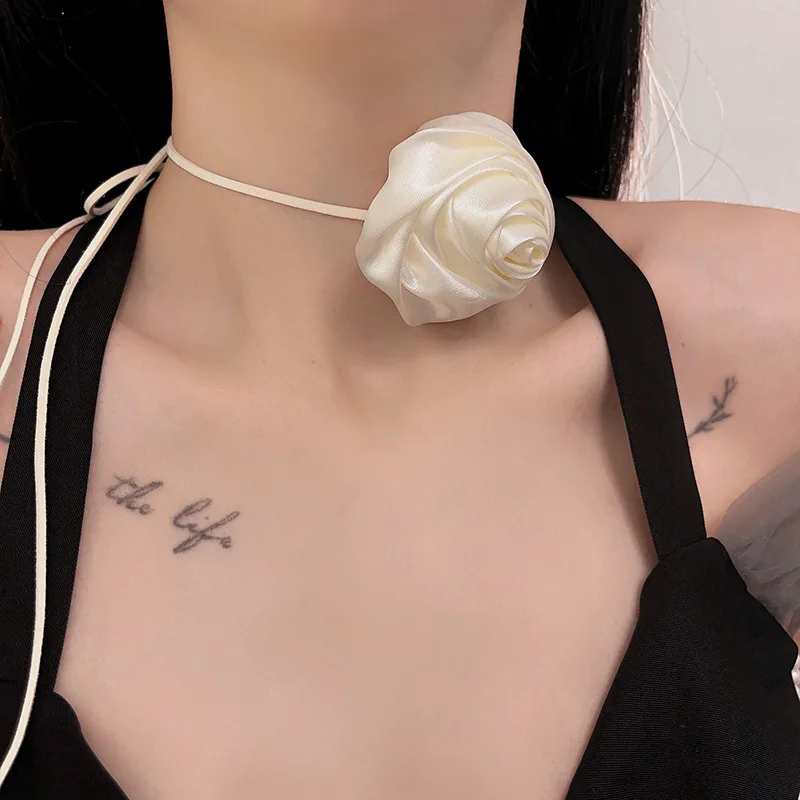 Rose Choker Flower Necklace,Phantom Flower Velvet Ribbon Choker,Ribbon  Necklace | eBay