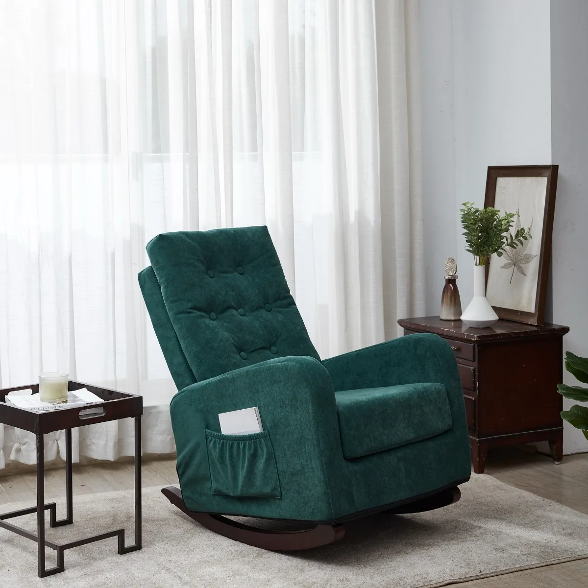 

Modern Accent Chair TV Chair Living Room Single Sofa Lazy Recliner Comfortable Fabric Leisure Sofa Chair, High Back Armchair