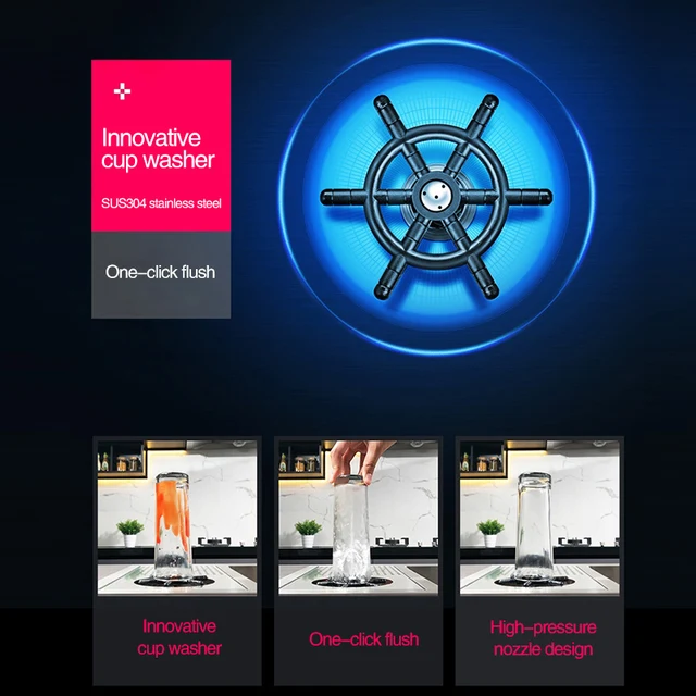 ASRAS Island ซ่อนอ่างล้างจาน 304 สแตนเลส 4 มม.ความหนา Handmade Brushed Sink แรงดันสูงถ้วยเครื่องซักผ้าอ่างล้างจาน 3